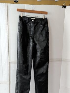 Wilfred Black Faux Leather Pants Women's SZ 0, Lightweight Chic Edgy Goth